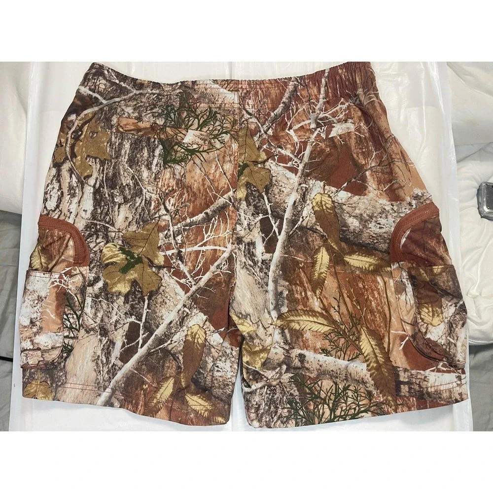 Royal Blue Mens Camo Swim Shorts XL Drawstring Microfiber Polyester 6 In Inseam